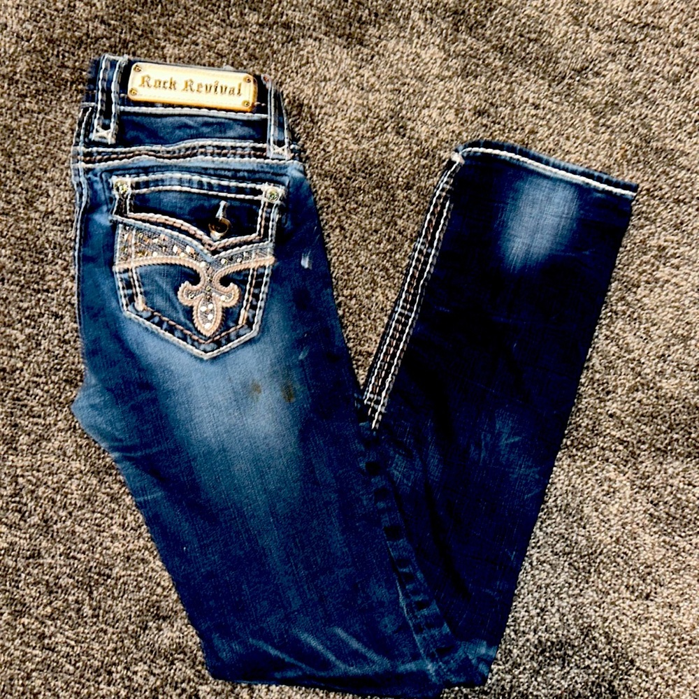 Teen Girl Size 24 Rock Revival Dark Wash Avery Straight